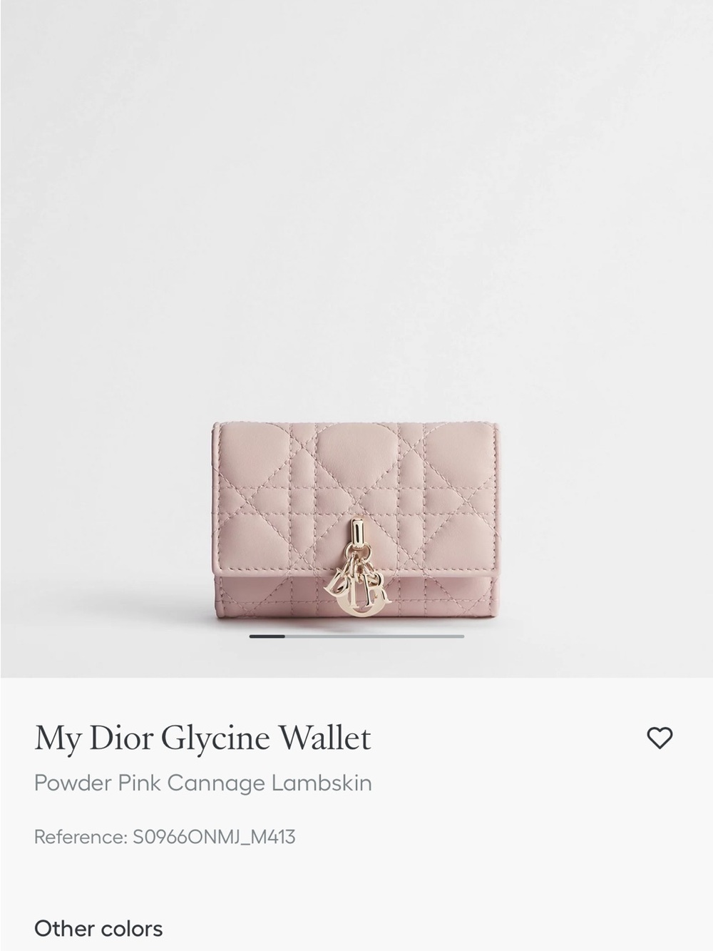 Dior Powder Pink Quilted Leather Wallet with Gold Charms